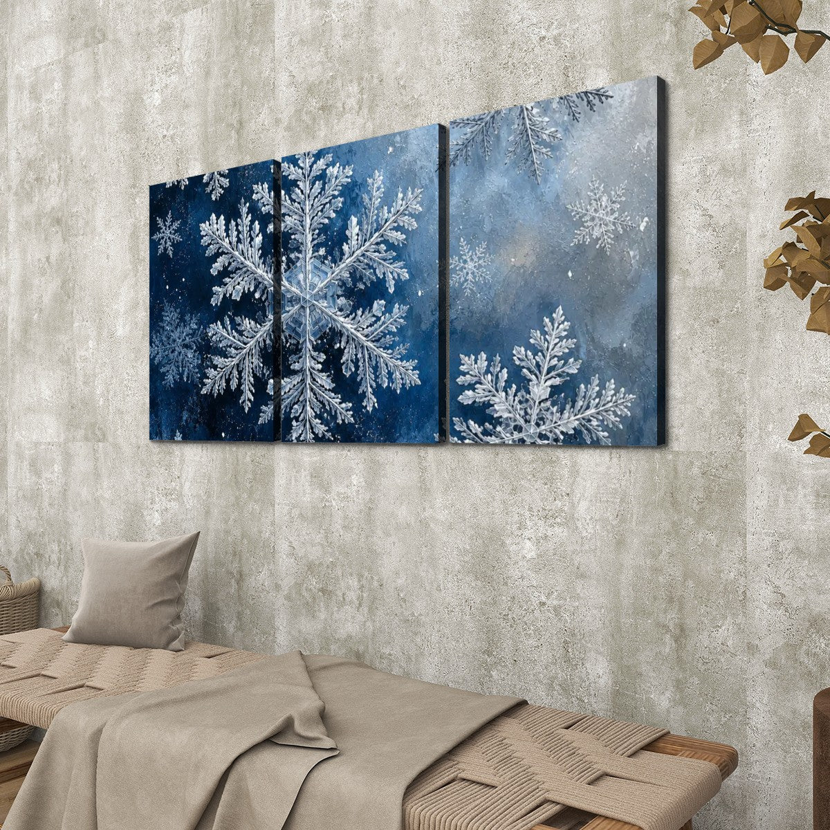 3 Panels Canvas Prints Wall Art Snowflake