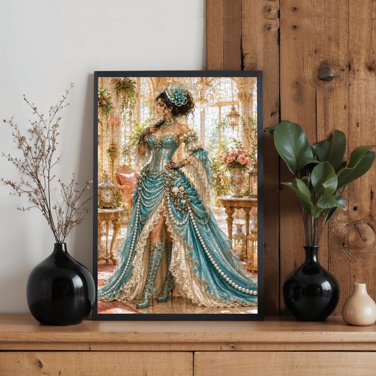 Wooden Jigsaw Puzzles 1000 pcs Steampunk Victorian Woman Aqua