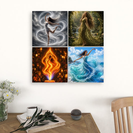 4 Panels Canvas Prints Wall Art Elements 4 Corners