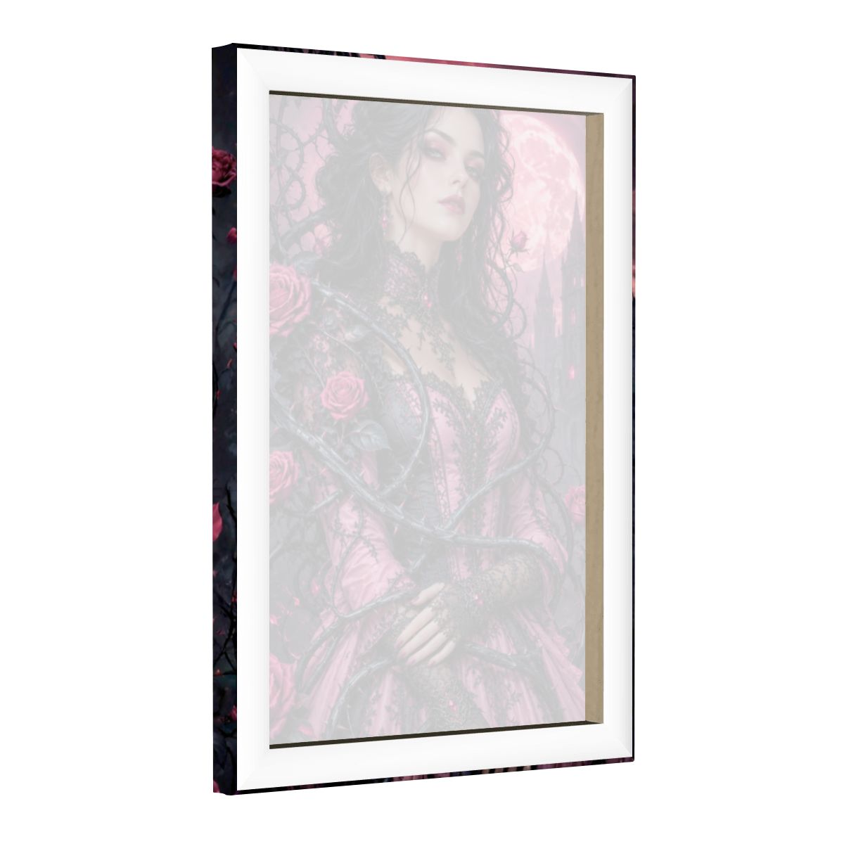 Framed Canvas Painting Gothic Pink Roses (Made in USA)