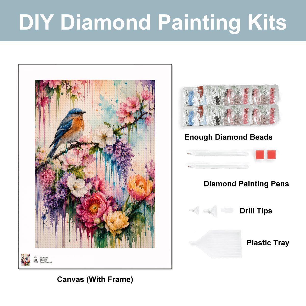 Diamond Art Painting 12x16 Bird Floral