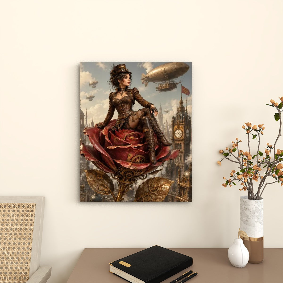 Canvas Prints Wall Art  Steampunk Rose Woman