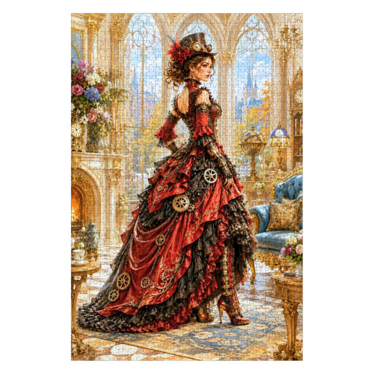 Wooden Jigsaw Puzzles 1000 pcs Steampunk Victorian Woman Red