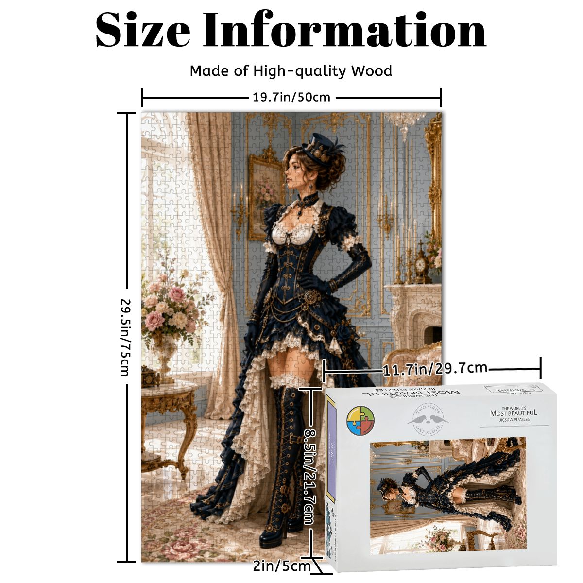 Wooden Jigsaw Puzzles 1000 pcs Steampunk Victorian Woman Black and White