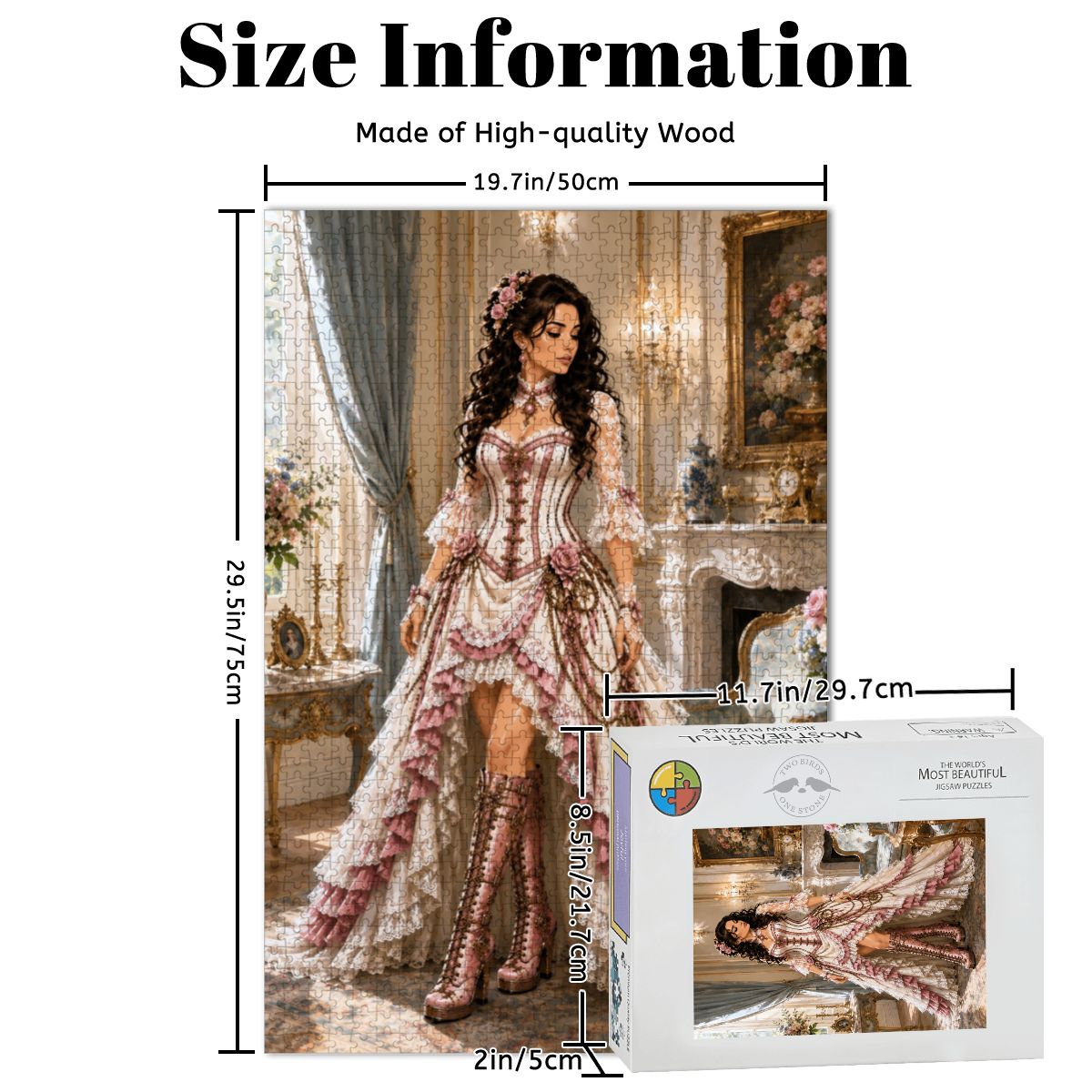 Wooden Jigsaw Puzzles 1000 pcs Steampunk Victorian Woman Dark Pink and White