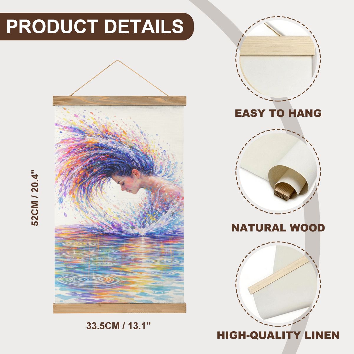 Linen Canvas Wall Art Rainbow of Life