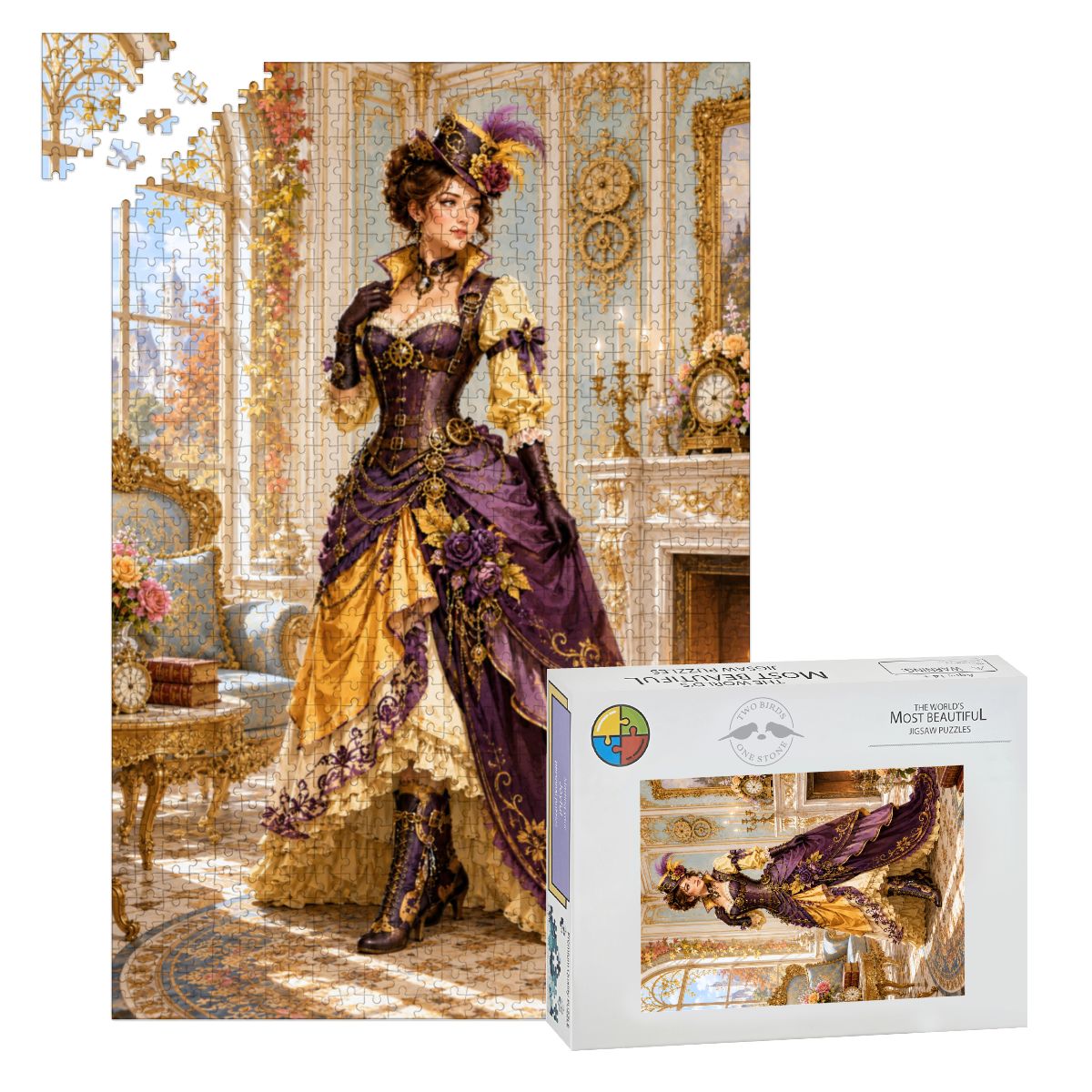 Wooden Jigsaw Puzzles 1000 pcs Steampunk Victorian Woman Purple and Yellow
