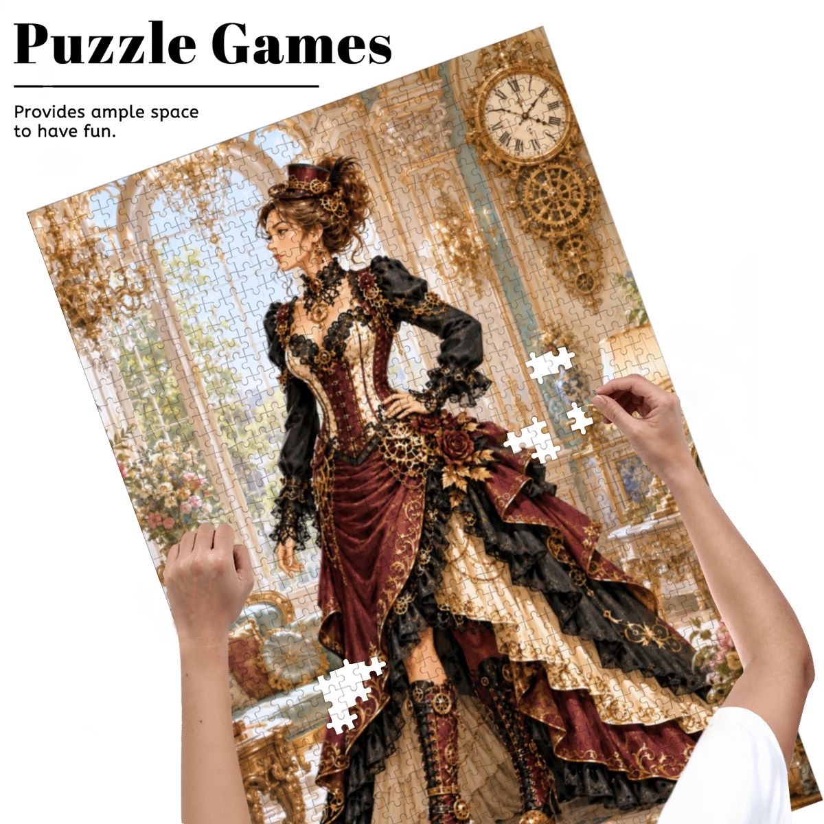 Wooden Jigsaw Puzzles 1000 pcs Steampunk Victorian Woman Fall Red