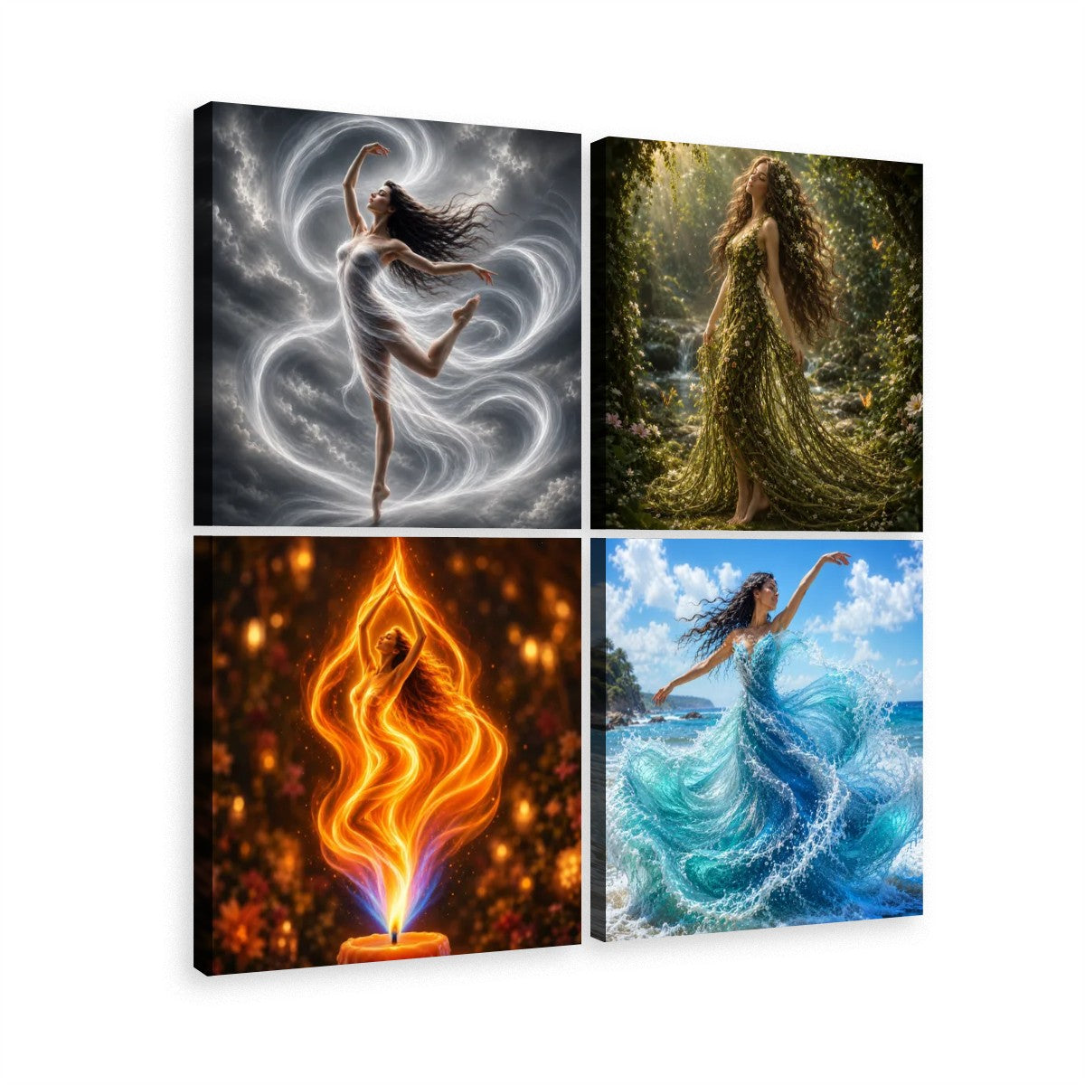 4 Panels Canvas Prints Wall Art Elements 4 Corners