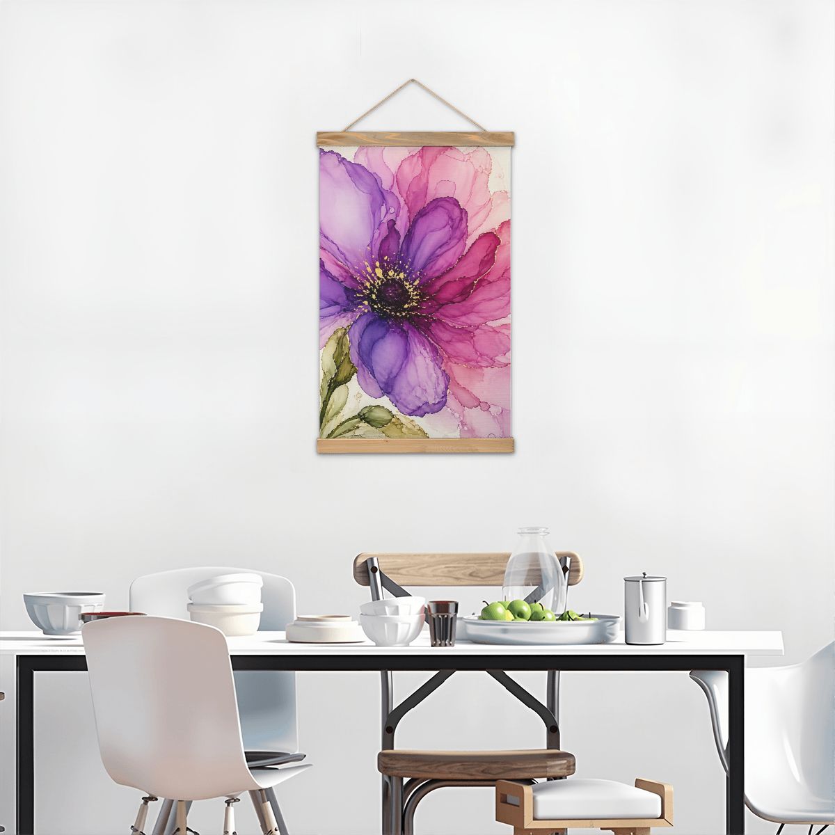 Linen Canvas Wall Art Purple Flower