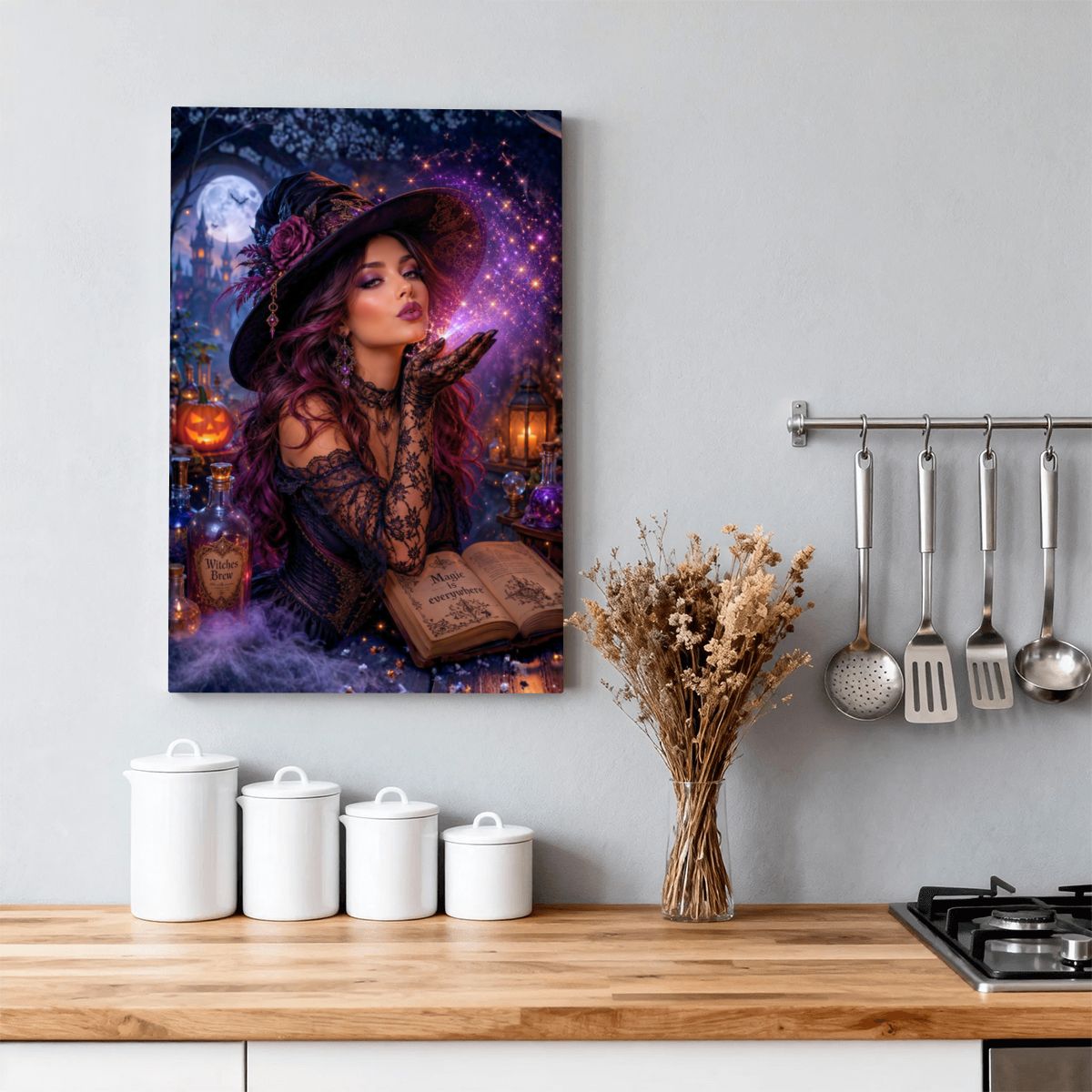 Framed Canvas Painting Witch's Spell (Made in USA)