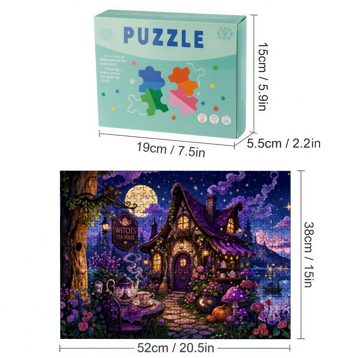 500pcs Wooden Jigsaw Puzzles (Made in USA) Halloween Witch's Tea House