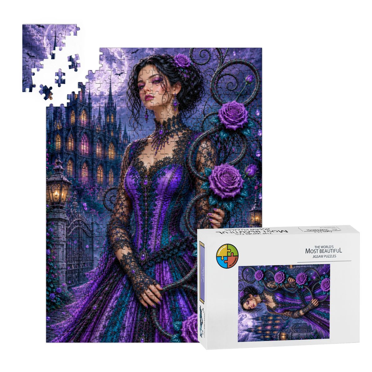 Wooden Jigsaw Puzzles 500 pcs Gothic Purple Roses