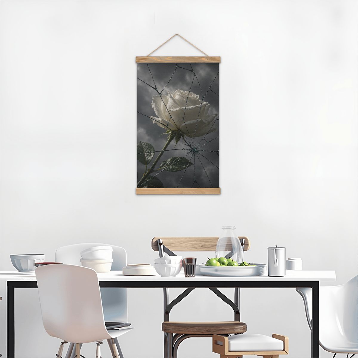 Linen Canvas Wall Art Broken Glass and Rose