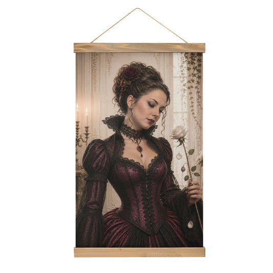 Linen Canvas Wall Art Gothic Victorian Woman Rose Halloween