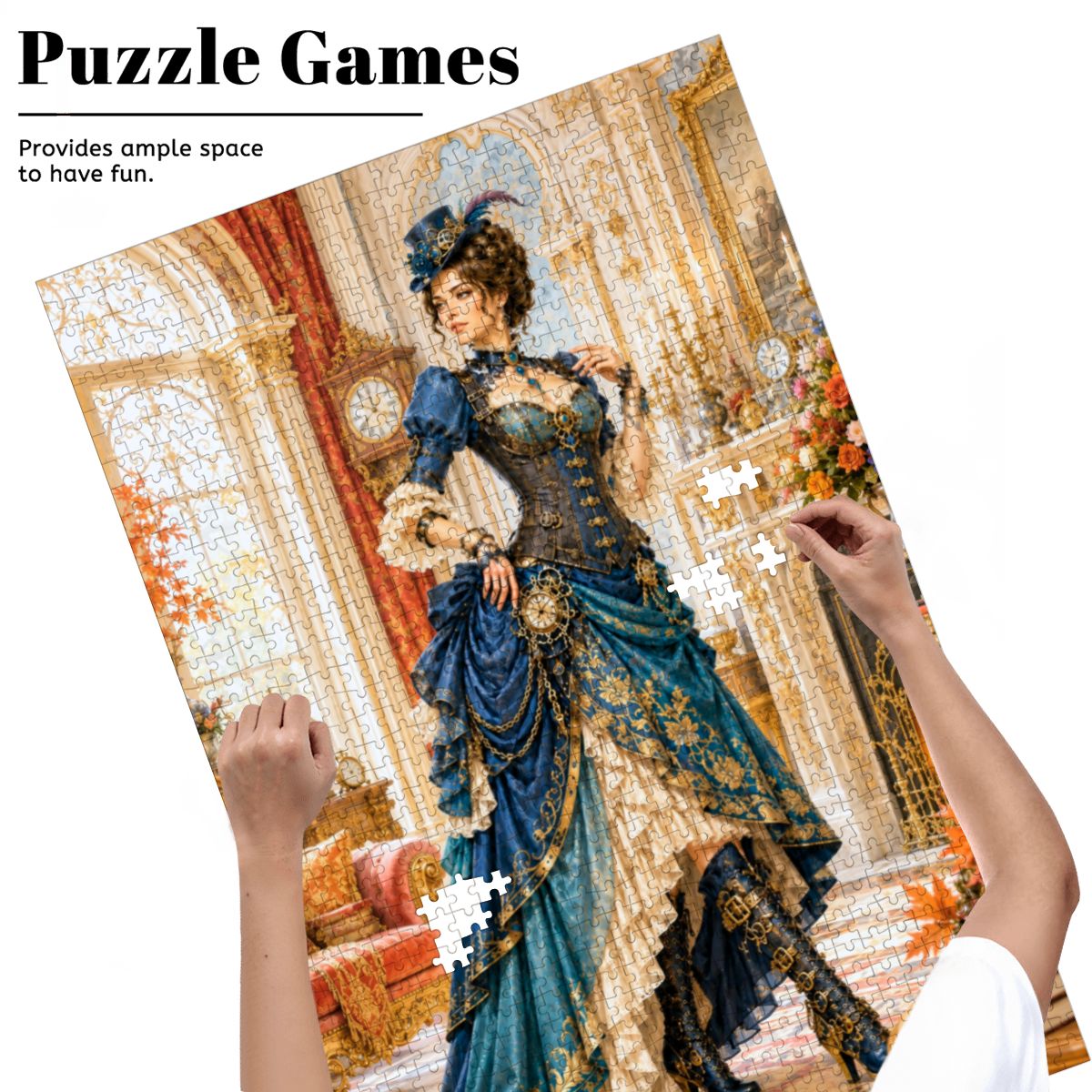 Wooden Jigsaw Puzzles 1000 pcs Steampunk Victorian Woman Blue