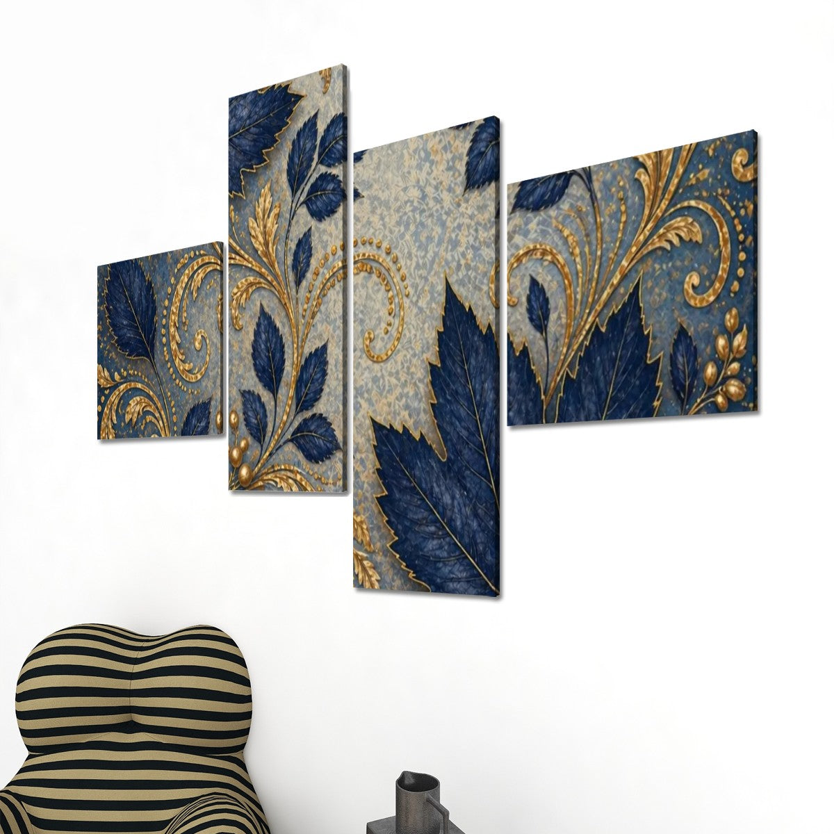 4 Panels Canvas Prints Wall Art Fall Blue