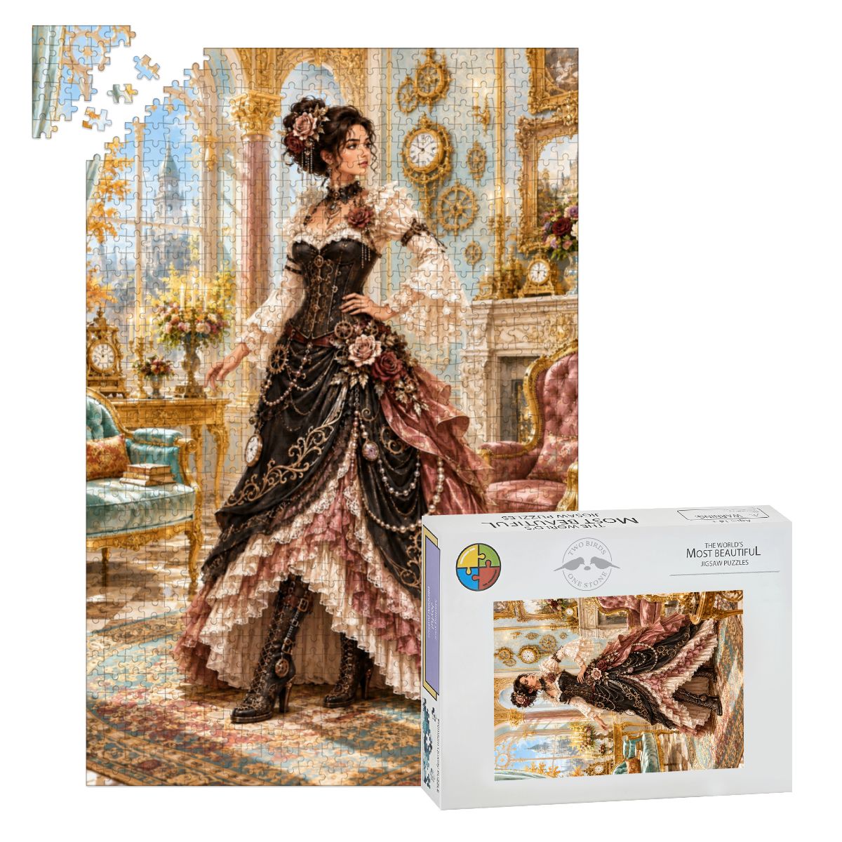 Wooden Jigsaw Puzzles 1000 pcs Steampunk Victorian Woman Black and Pink