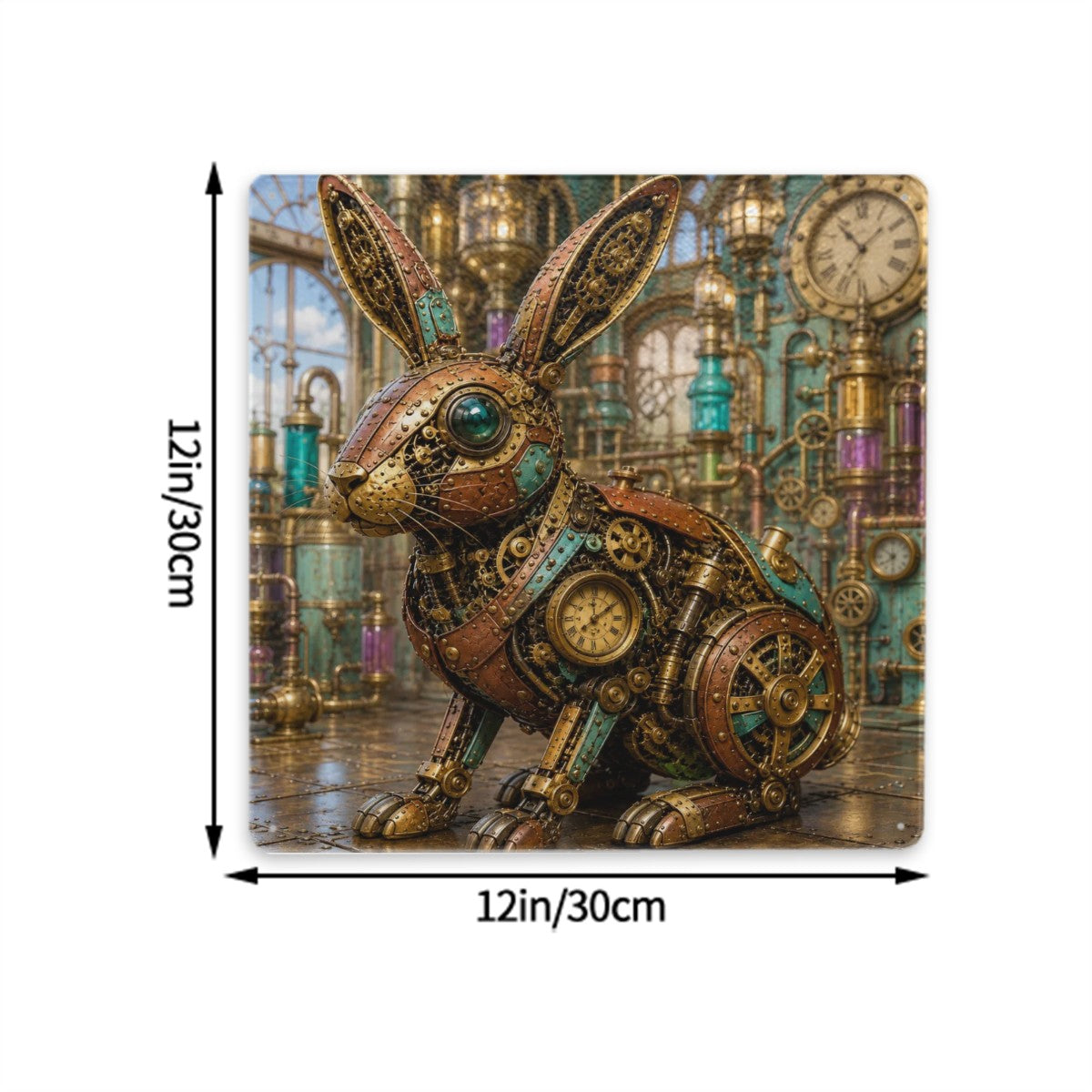 Tin Sign Square Metal Sign Decor Steampunk Rabbit