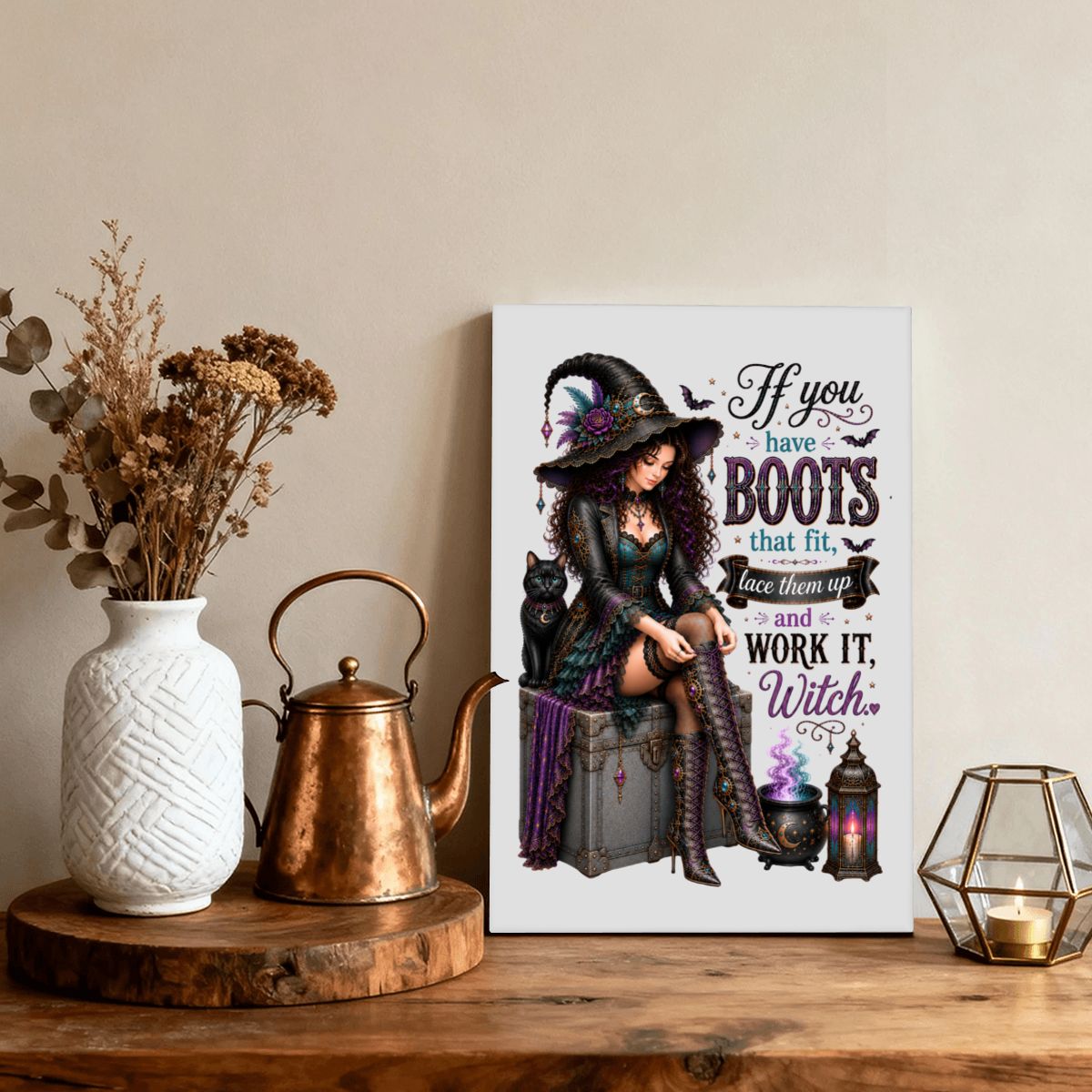 Framed Canvas Painting Work it Witch (Made in USA)
