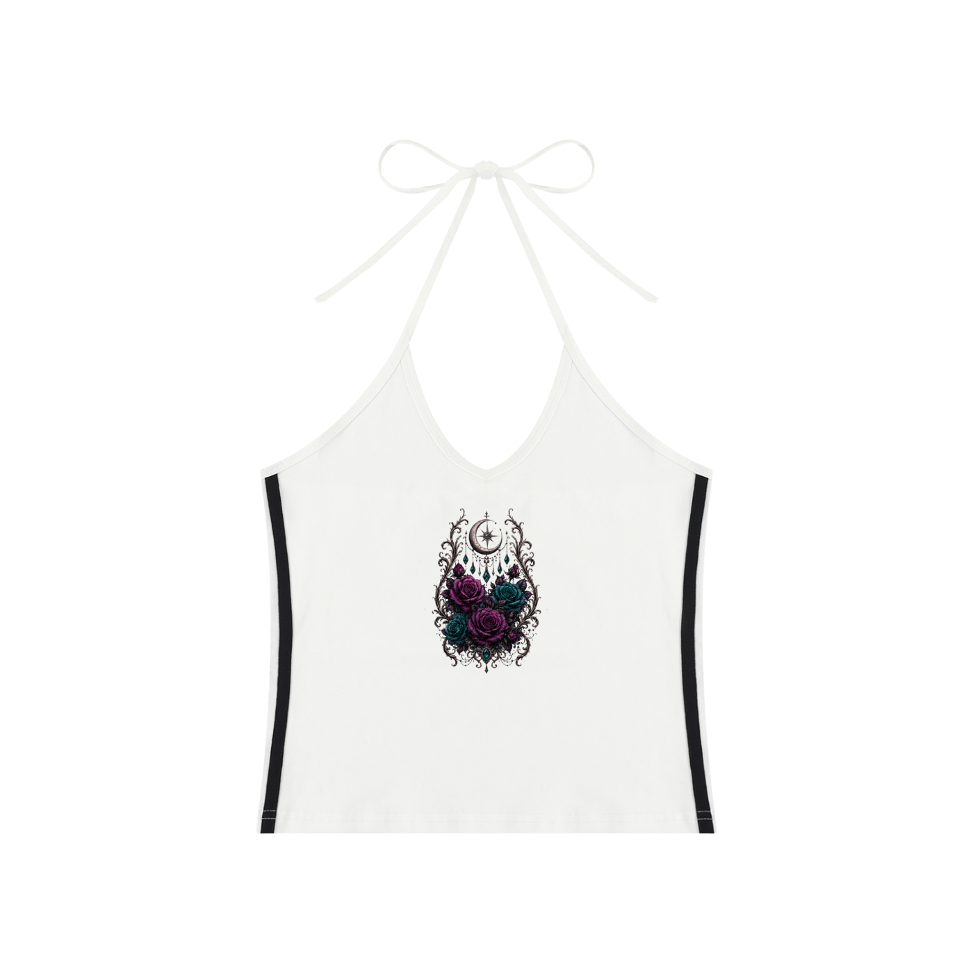 Women's Color Block Halter Crop Tank Top