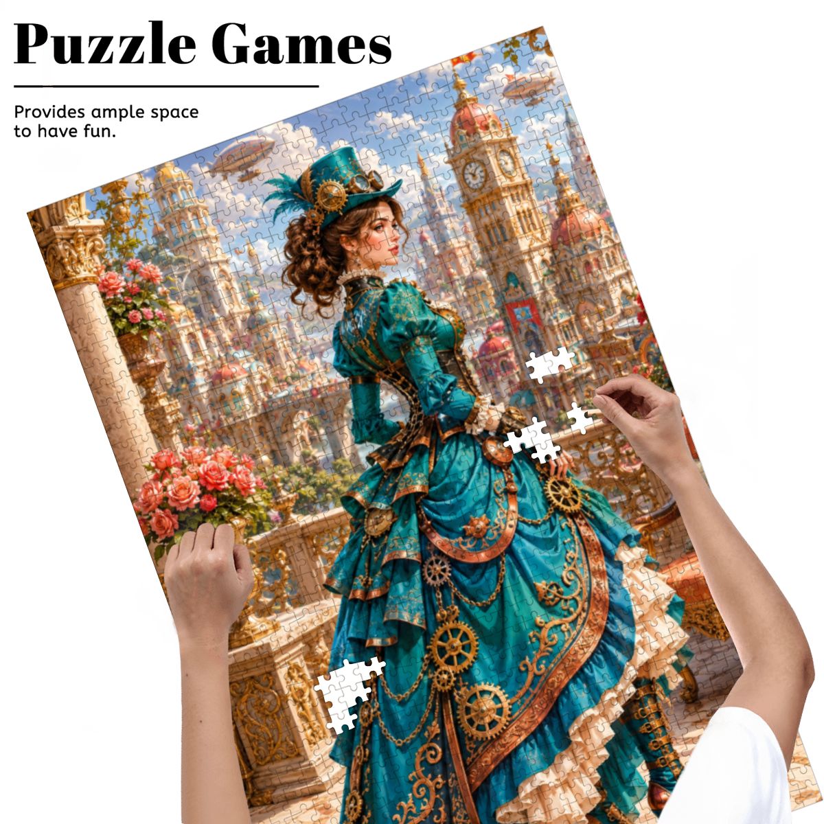 Wooden Jigsaw Puzzles 1000 pcs Steampunk Victorian Woman Teal