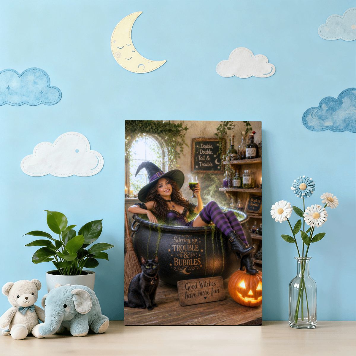 Framed Canvas Painting Bubble Bubble (Made in USA)