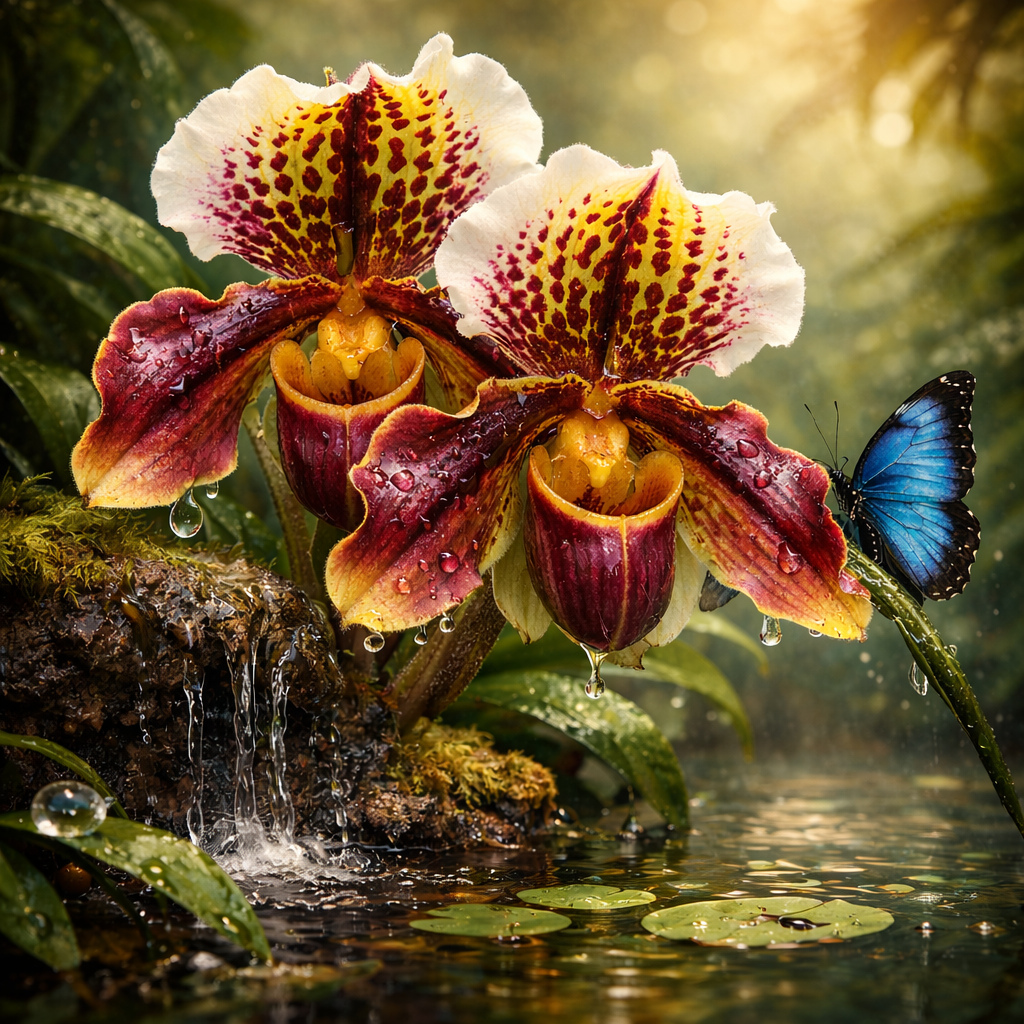 Diamond Art 16x16 Flower Lady's Slipper Orchid