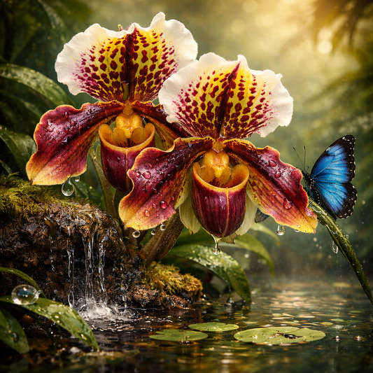 Diamond Art 16x16 Flower Lady's Slipper Orchid