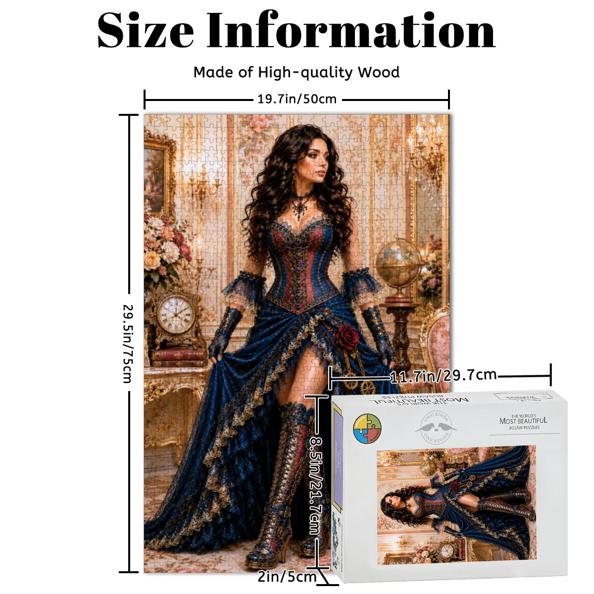 Wooden Jigsaw Puzzles 1000 pcs Steampunk Victorian Woman Red and Blue