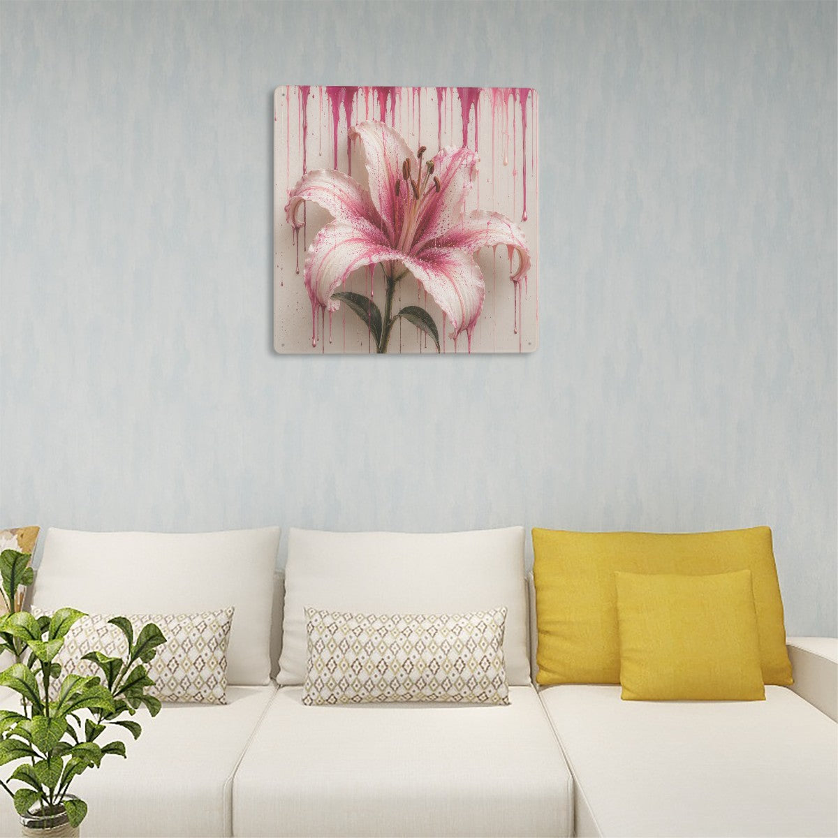 Tin Sign Square Metal Sign Lily Drip Art