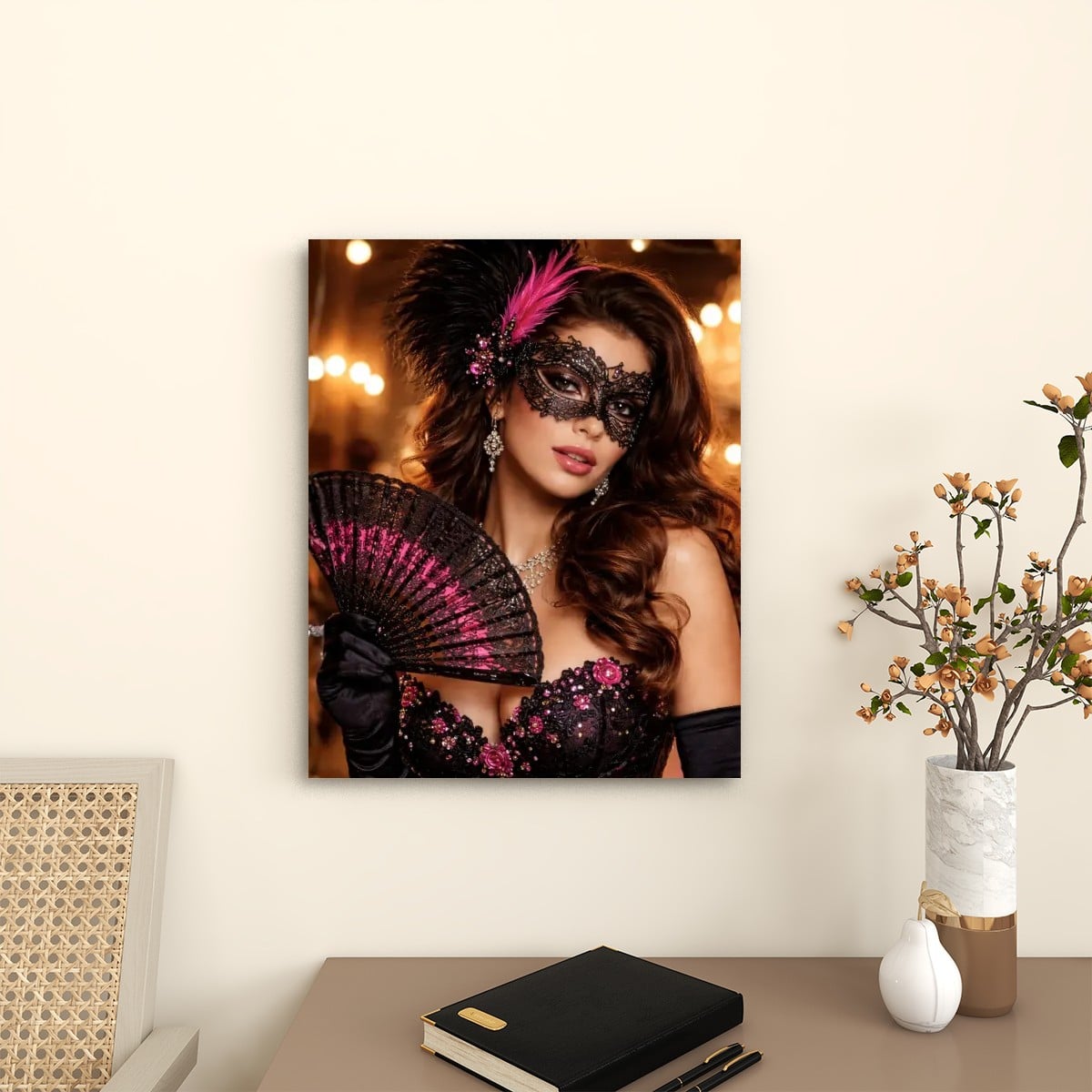 Canvas Prints Wall Art Steampunk Mask Pink