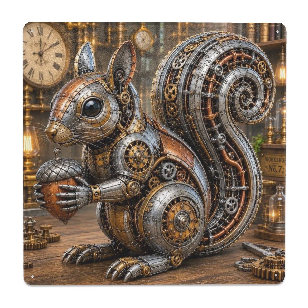 Tin Sign  Metal Sign Steampunk Squirrel
