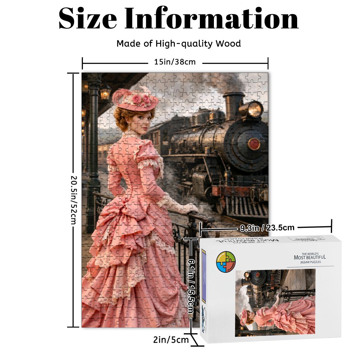Wooden Jigsaw Puzzles 500 pcs Victorian Woman by Train 1900's Pink Dress