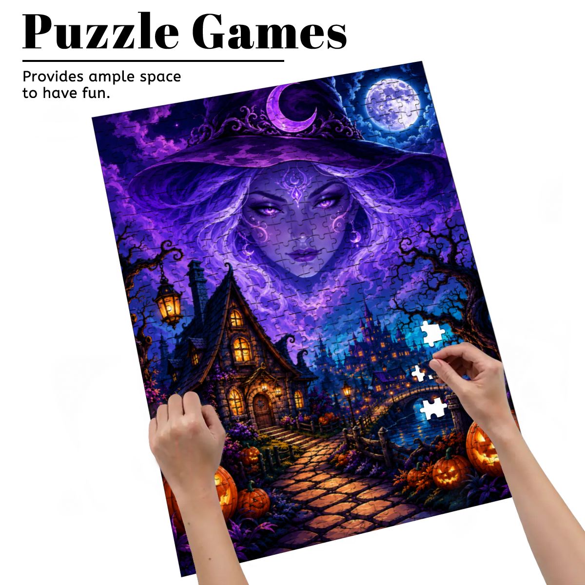 Wooden Jigsaw Puzzles 500 pcs Halloween Witch Night