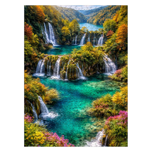 Wooden Jigsaw Puzzles 500 pcs Puzzle Plitvice Lakes waterfall Croatia