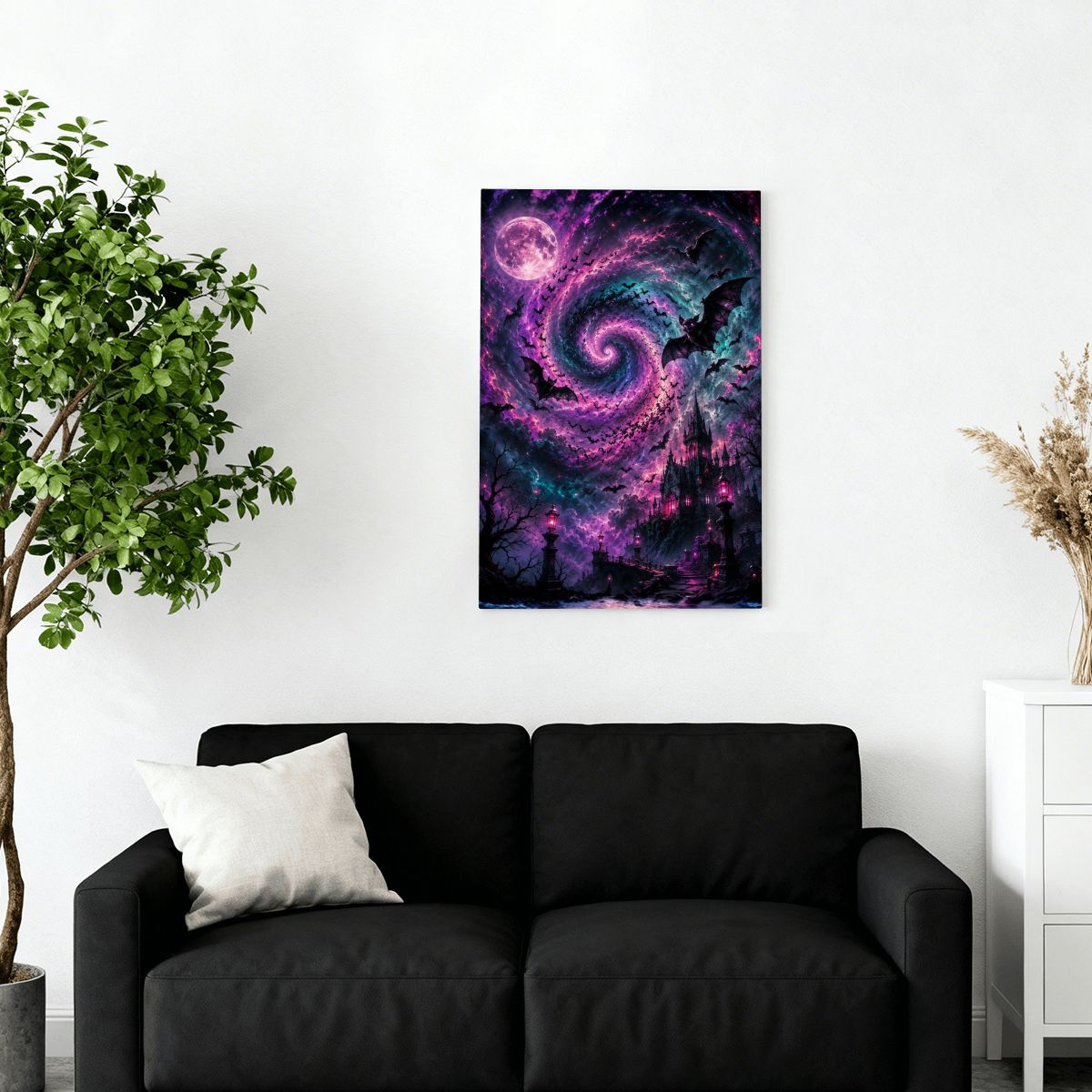 Framed Canvas Painting Halloween Night (Made in USA)