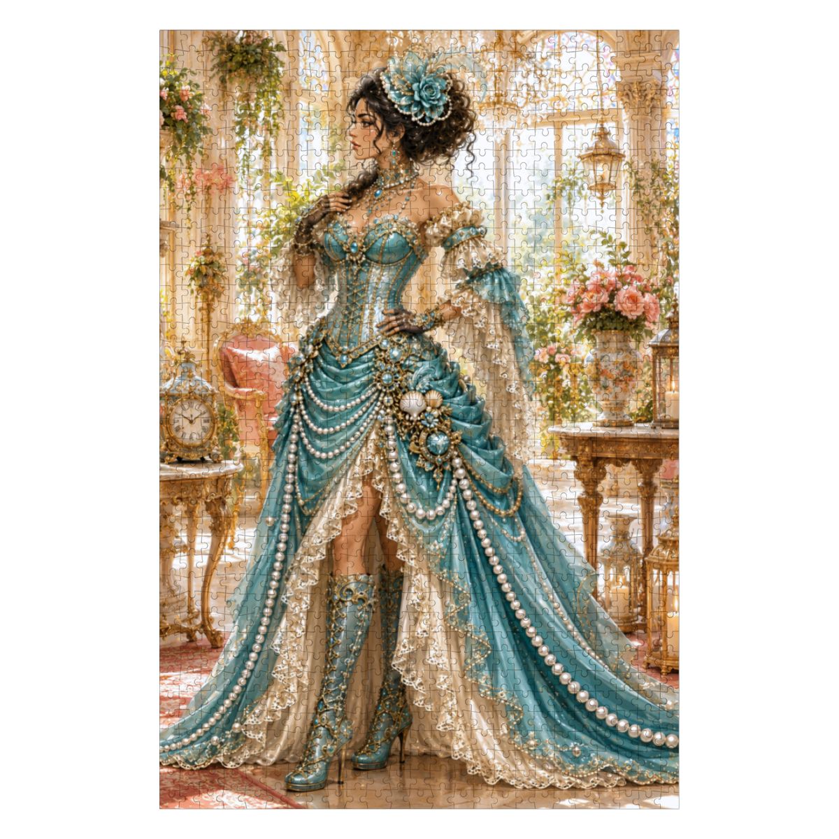 Wooden Jigsaw Puzzles 1000 pcs Steampunk Victorian Woman Aqua