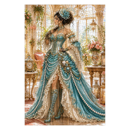 Wooden Jigsaw Puzzles 1000 pcs Steampunk Victorian Woman Aqua