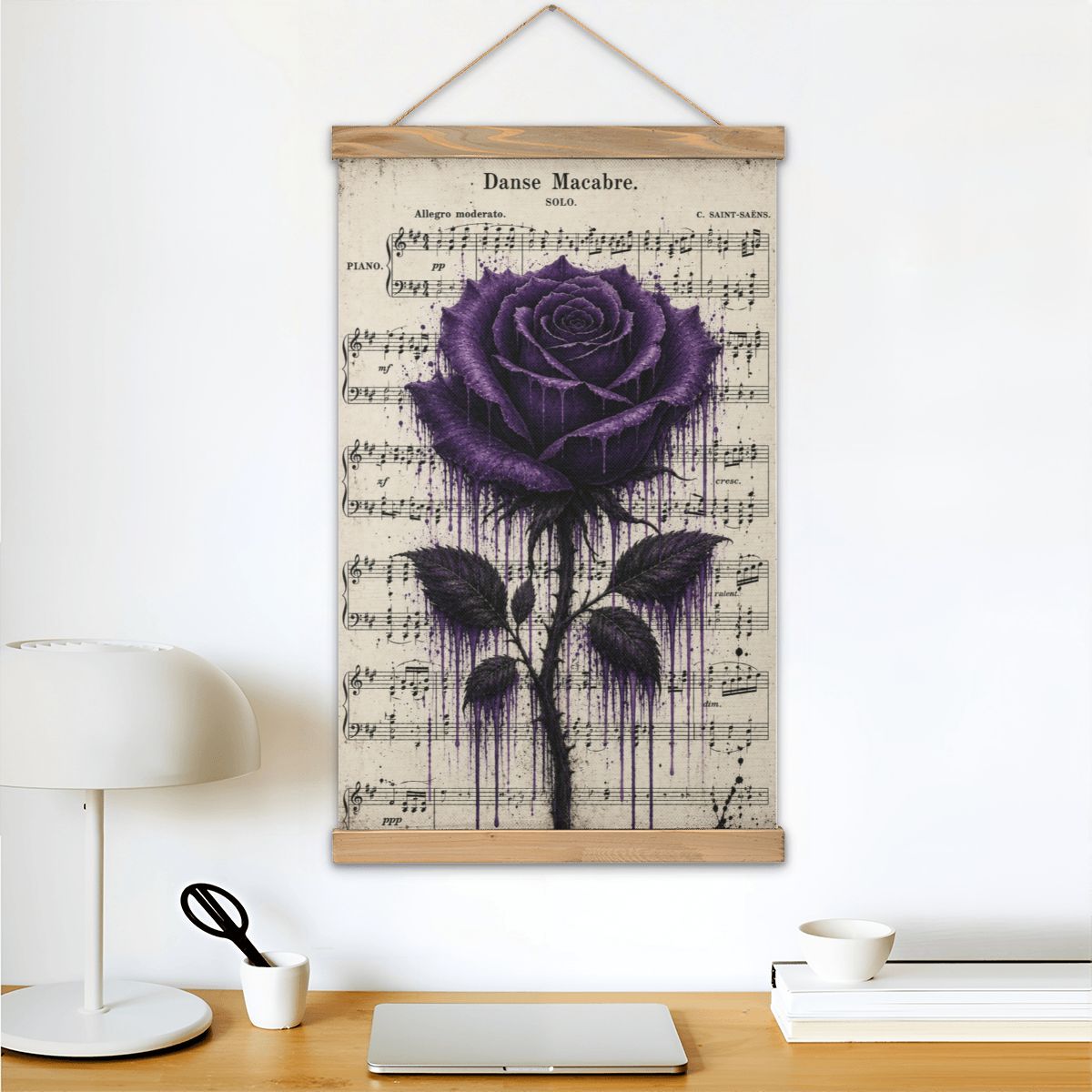 Linen Canvas Wall Art Rose Song