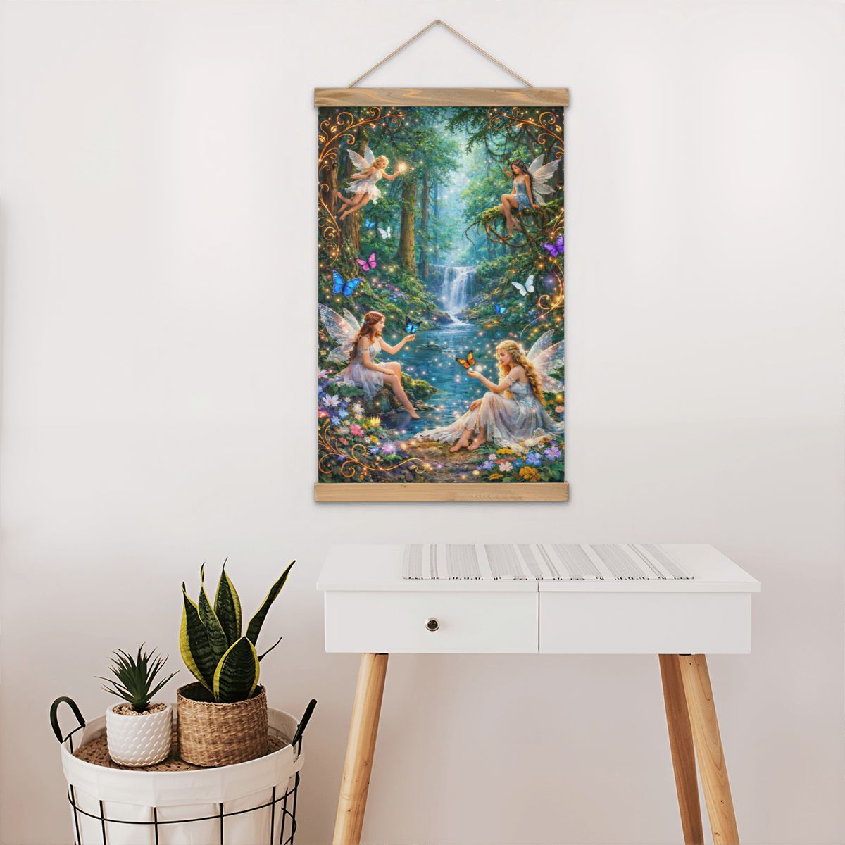 Linen Canvas Wall Art Fairy Garden