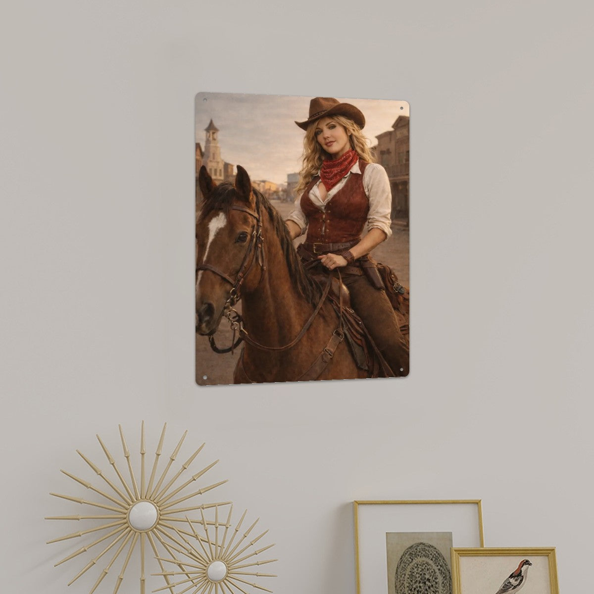 Tin Sign Metal Sign American West Cowgirl