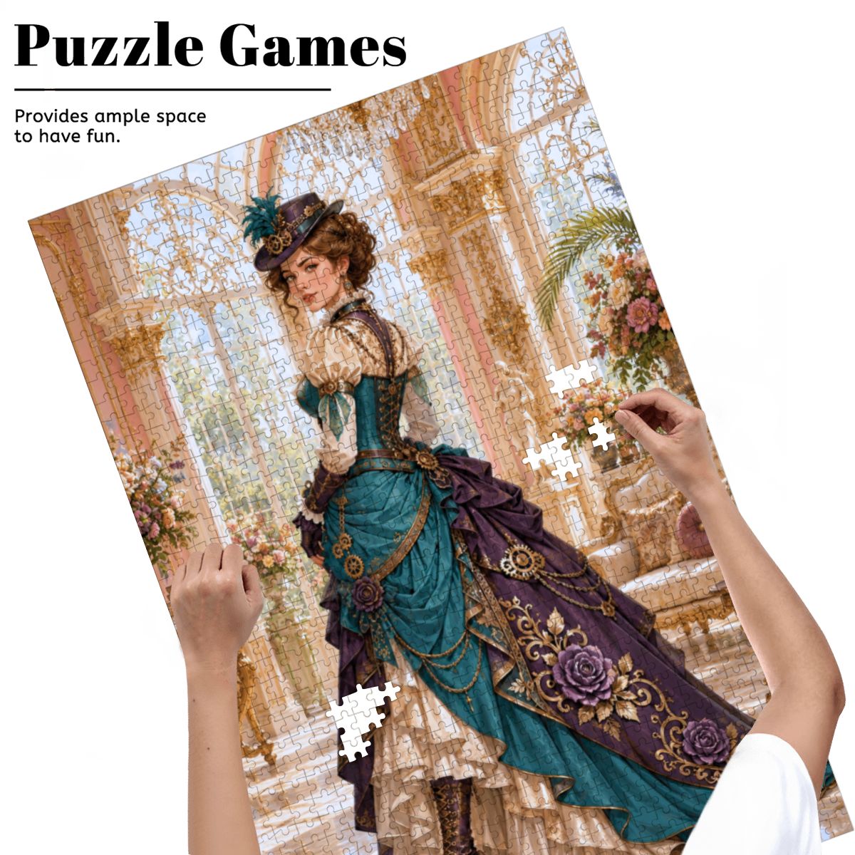 Wooden Jigsaw Puzzles 1000 pcs Steampunk Victorian Woman Teal and Purple