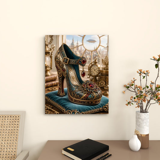 Canvas Prints Wall Art  Steampunk Heel 3 Green and Red