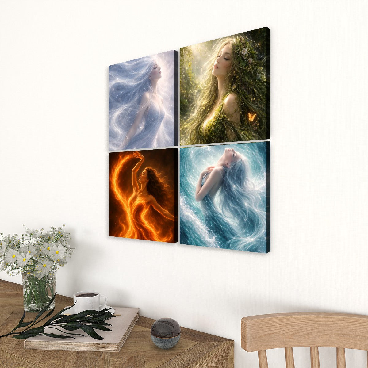 4 Panels Canvas Prints Wall Art Elements