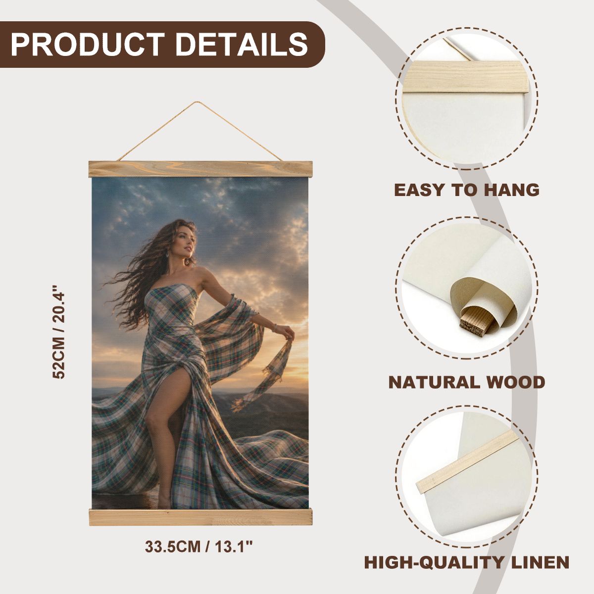 Linen Canvas Wall Art Clan Bruce Dress in the Wind