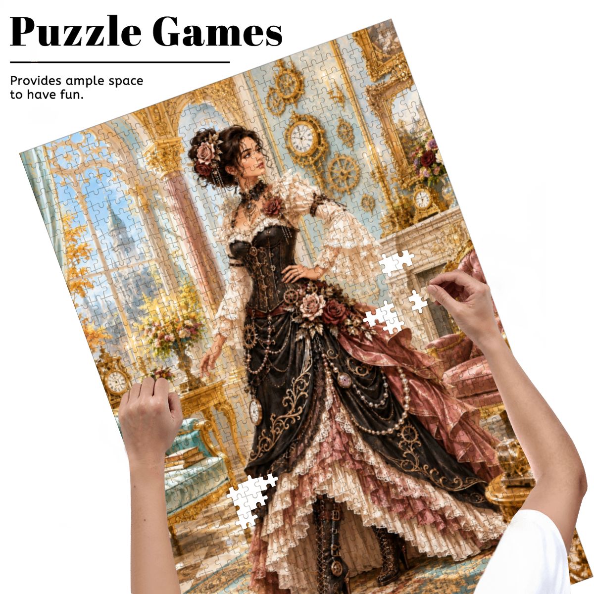 Wooden Jigsaw Puzzles 1000 pcs Steampunk Victorian Woman Black and Pink