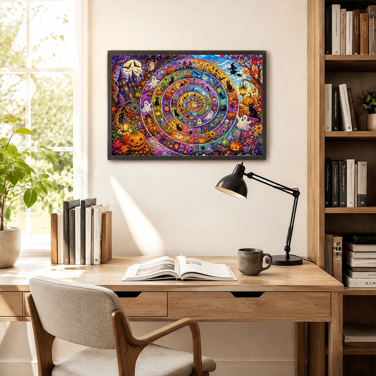 1000pcs Wooden Jigsaw Puzzles  Made in USA) Halloween Spiral Abstract