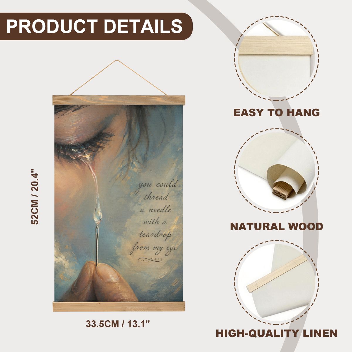 Linen Canvas Wall Art Teardrop