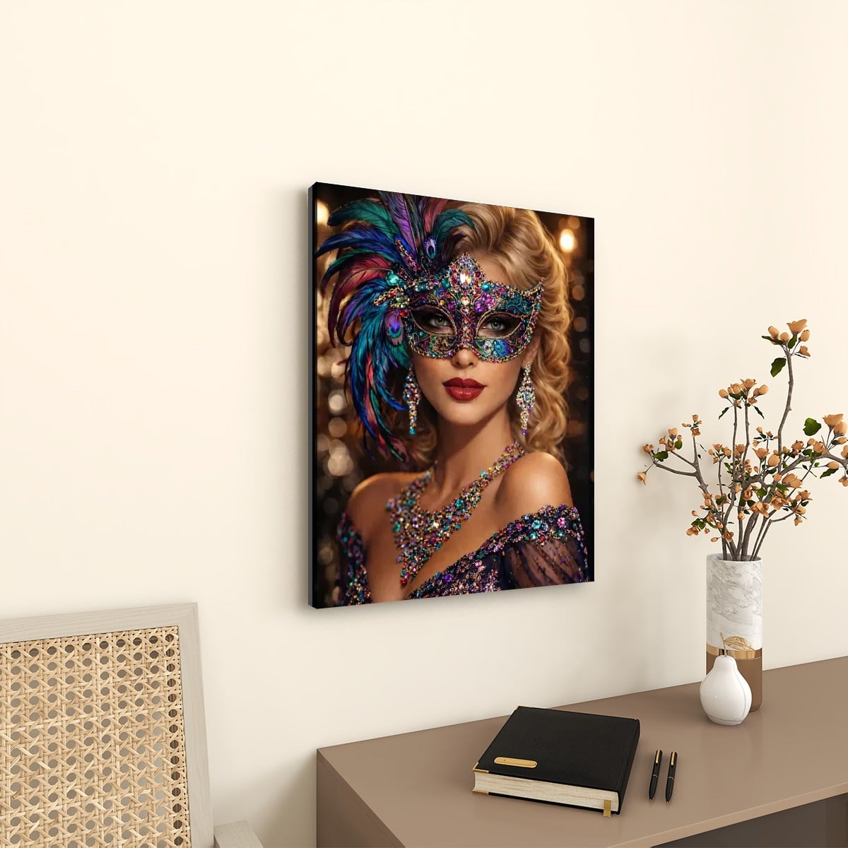 Canvas Prints Wall Art Steampunk Mask Rainbow